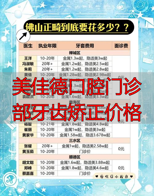 德美口腔医院收费标准_美佳徳口腔_美佳德口腔门诊部牙齿矫正价格