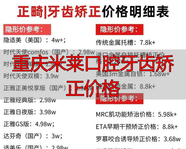 重庆矫牙多少钱_重庆牙齿矫正吧_重庆米莱口腔牙齿矫正价格