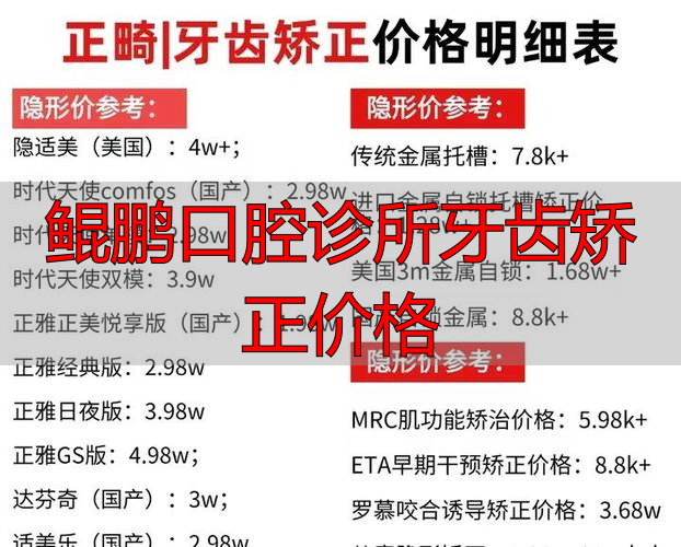 口腔诊所矫正牙齿多少钱_鲲鹏口腔诊所牙齿矫正价格_口腔矫正医院排名